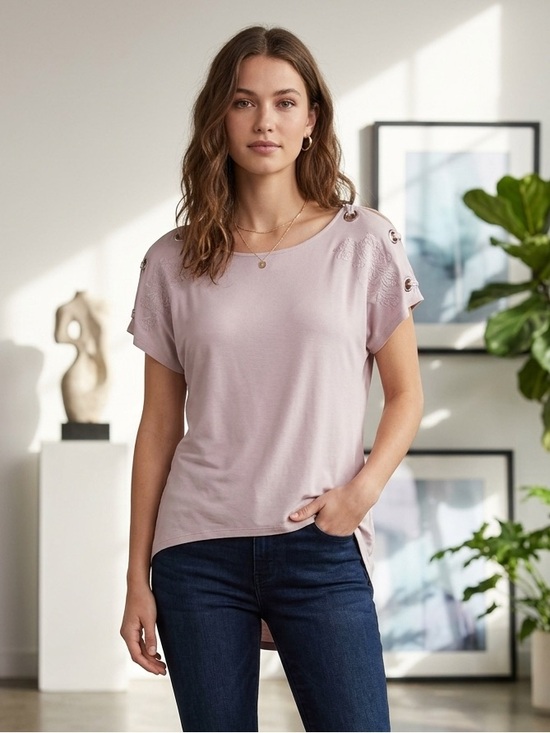 Tops - Cable And Gaige Dusty Pink Cold Shoulder Blouse Size XL